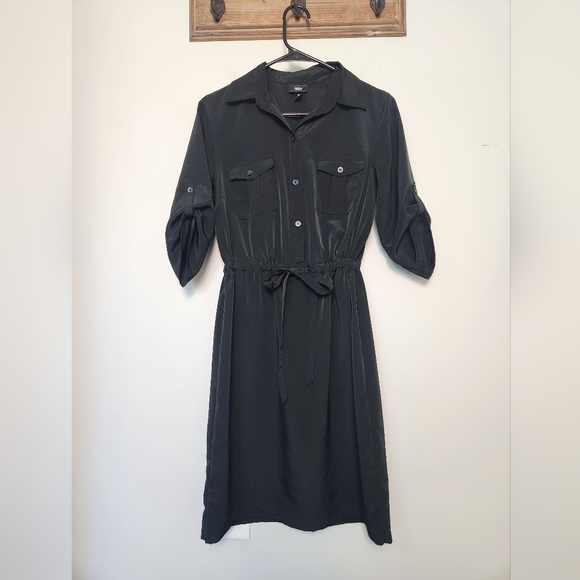 Button Down Black Shirt Dress Small Mossimo Excellent Condition - Picture 1 of 5